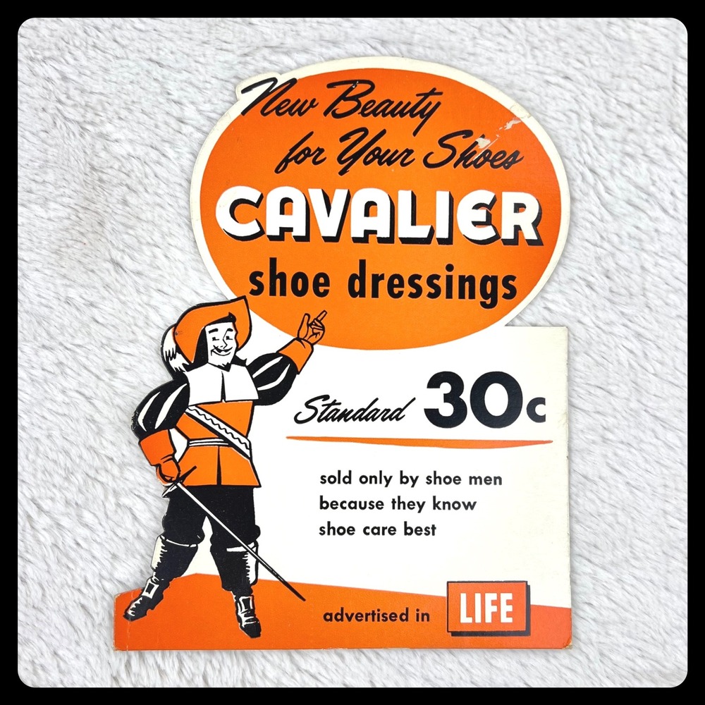 Vintage Cavalier Shoe Dressings Advertising Sign‎ Display Man Cave Decor
